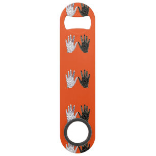 Black and White Friendship Hands Speed Bottle Opener