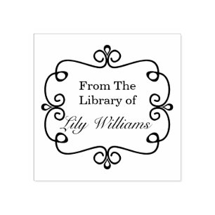 Black And White From The Library Of Bookplate Rubber Stamp