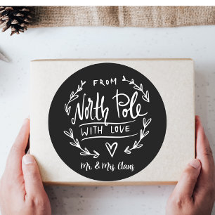 Black and White From the North Pole Christmas Classic Round Sticker
