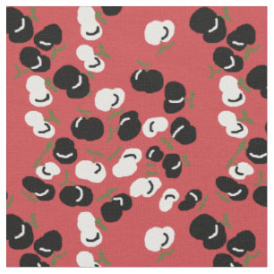 Black and White Fruit Print Fabric