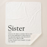 Black and White Fun Cool Sister Definition Sherpa Blanket<br><div class="desc">Personalise for your sister to create a unique gift. This elegant blanket is a perfect way to show her how amazing she is every day. Designed by Thisisnotme©</div>
