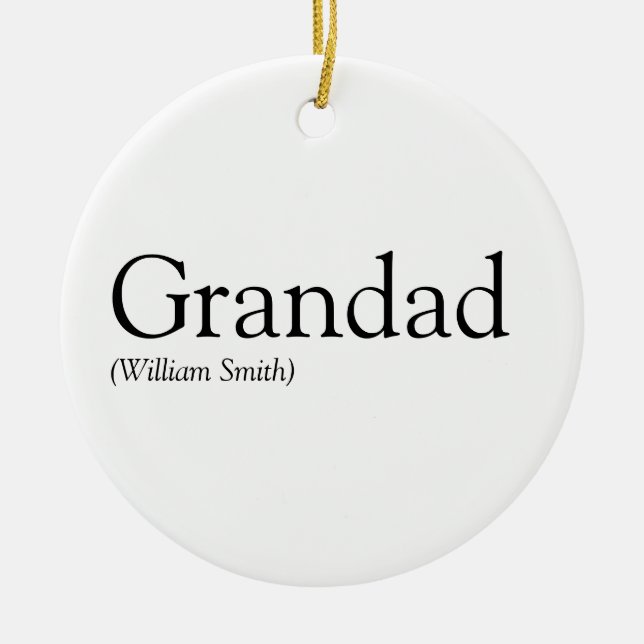 Black and White Fun Grandpa Grandfather Papa Ceramic Ornament (Front)