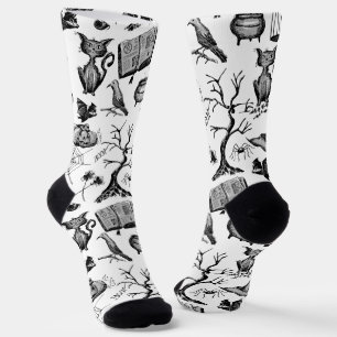 Black and White Fun Spooky Halloween Socks