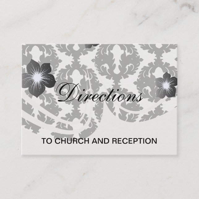 black and white funky damask pattern enclosure card (Front)