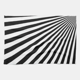 Black and White Funky Striped Abstract Art Kitchen Towel
