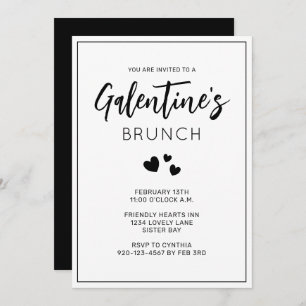 Black and White Galentine's Day Brunch Invitation