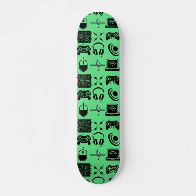 Black and White Gaming Themed Skateboard (Front)