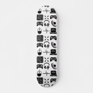 Black and White Gaming Themed Skateboard