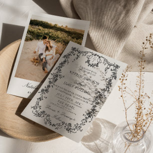 Black And White Garden Woodland Monogram Wedding Invitation