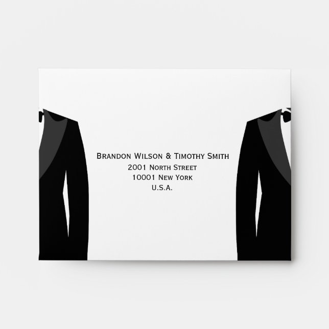 Black And White Gay Wedding RSVP Envelopes (Front)