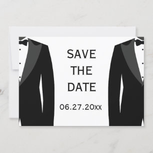 Black And White Gay Wedding Save The Date Card