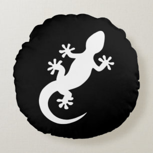 Black and White Gecko Round Pillow