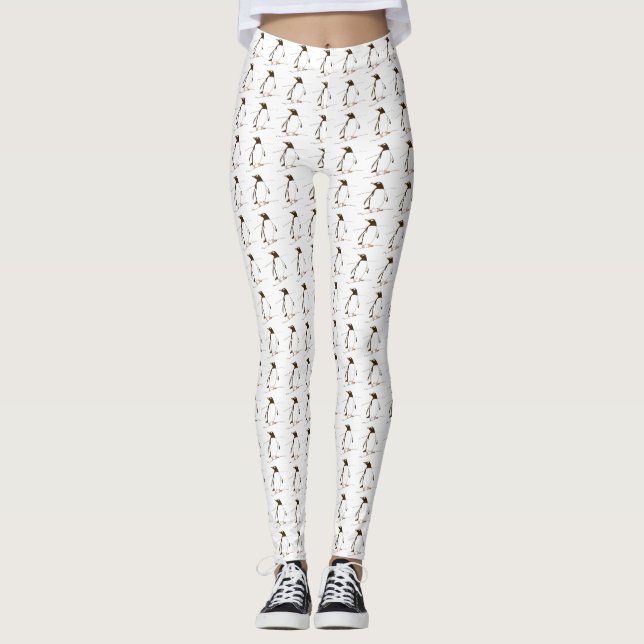 Black and White Gentoo Penguin Leggings (Front)