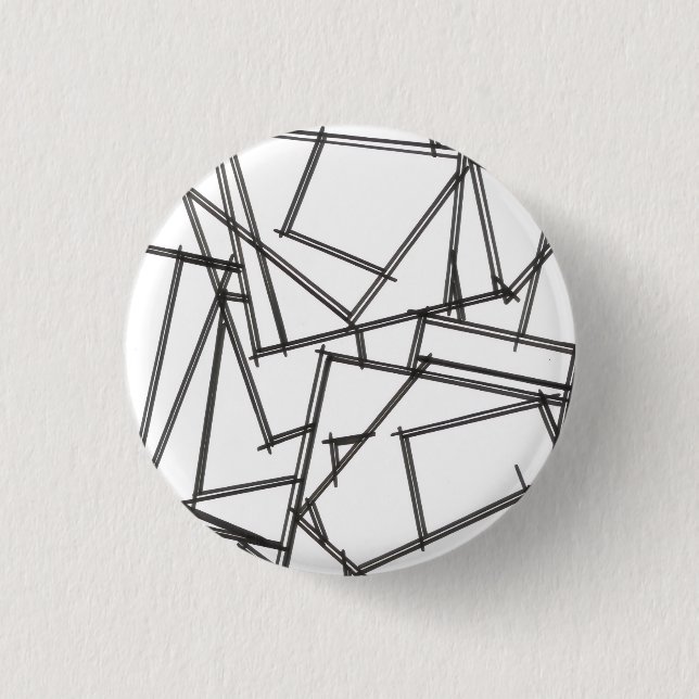 Black And White Geometric 1 Inch Round Button (Front)