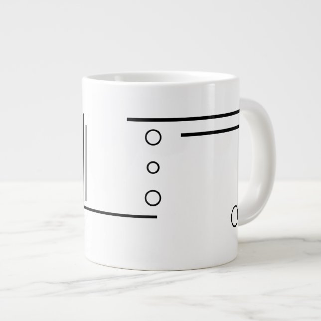 Black and White Geometric Abstract Jumbo Mug (Front Right)