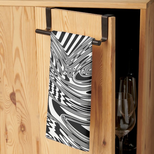 Black And White Geometric Art 12 Kitchen Towel (Thirds Fold)