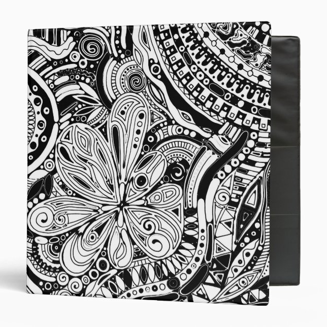 Black And White Geometric Art 15 Binder (Front/Inside)