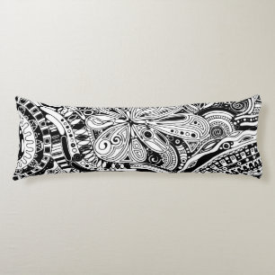 Black And White Geometric Art 15 Body Pillow