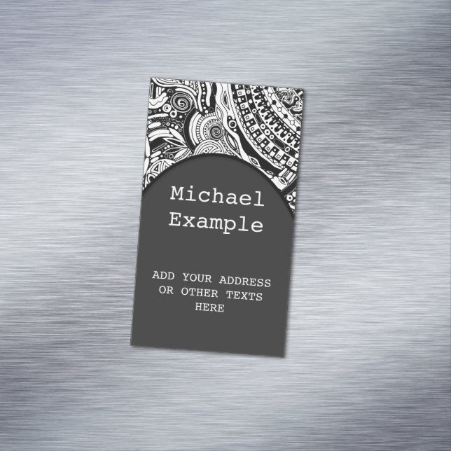 Black And White Geometric Art 15 Magnetic Business Card (In Situ)