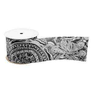 Black And White Geometric Art 15 Satin Ribbon