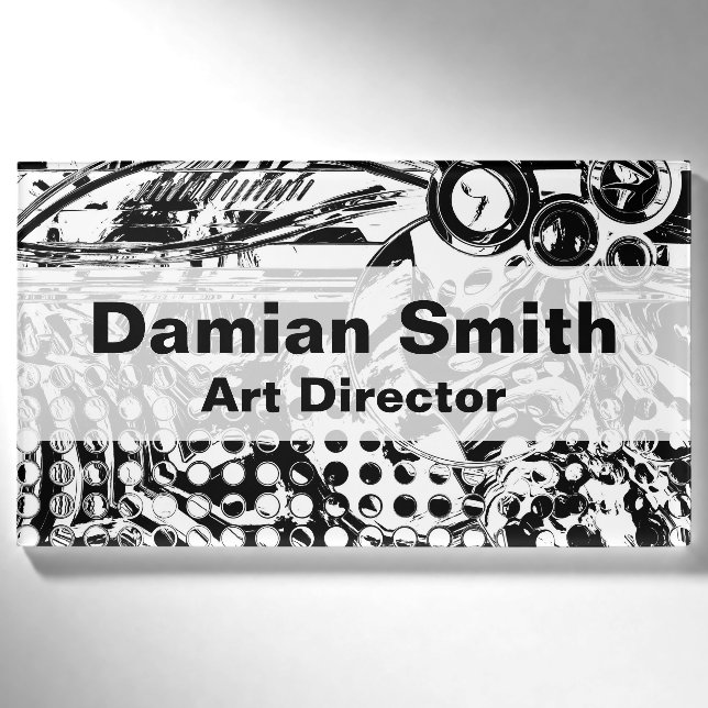 Black And White Geometric Art 20 Name Tag (Front)