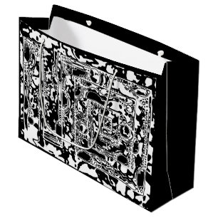 Black And White Geometric Art 25 Large Gift Bag