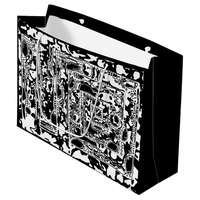 Black And White Geometric Art 25 Large Gift Bag (Front Angled)