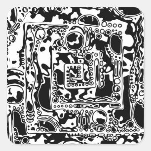 Black And White Geometric Art 25 Square Sticker