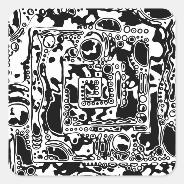Black And White Geometric Art 25 Square Sticker (Front)