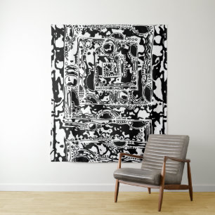 Black And White Geometric Art 25 Tapestry
