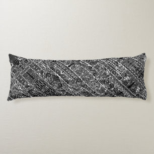 Black And White Geometric Art 2 Body Pillow