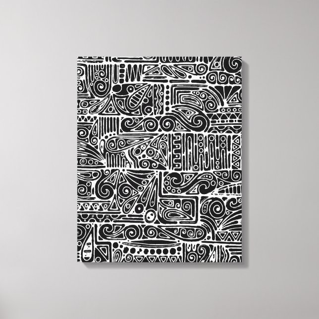 Black And White Geometric Art 2 Canvas Print (Front)