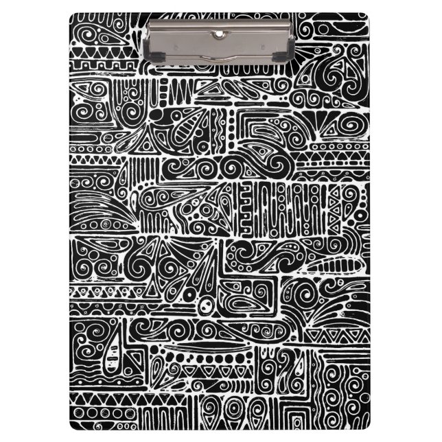 Black And White Geometric Art 2 Clipboard (Front)
