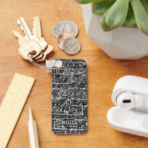 Black And White Geometric Art 2 Keychain