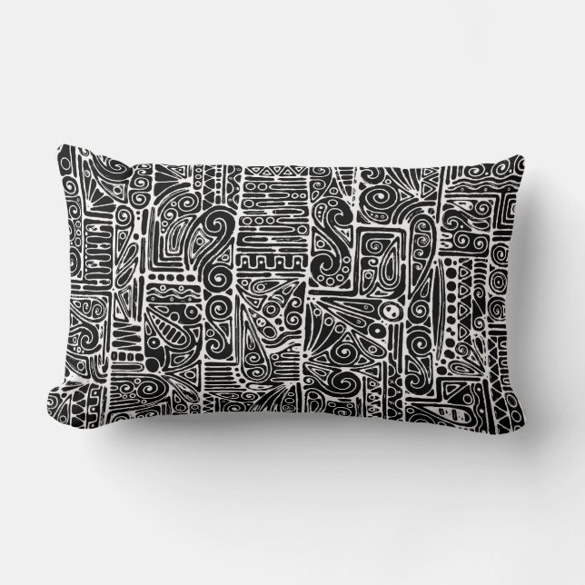 Black And White Geometric Art 2 Lumbar Pillow (Front)
