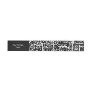 Black And White Geometric Art 2 Wraparound Address Label