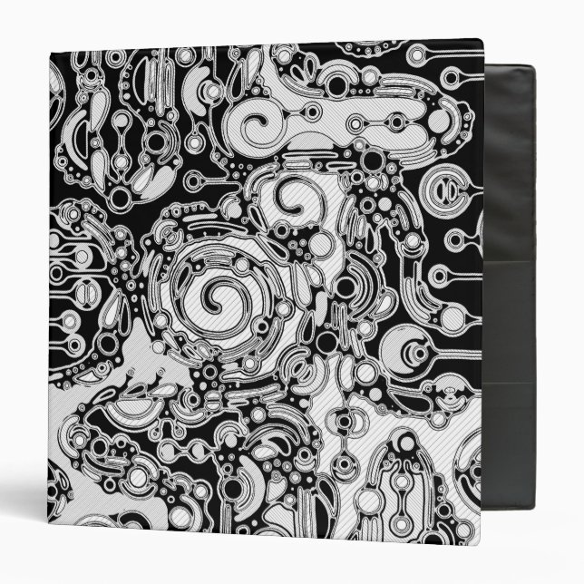 Black And White Geometric Art 3 Binder (Front/Inside)
