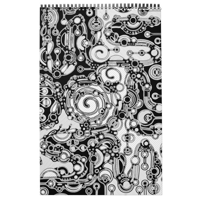 Black And White Geometric Art 3 Calendar (Cover)