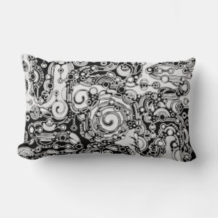 Black And White Geometric Art 3 Lumbar Pillow