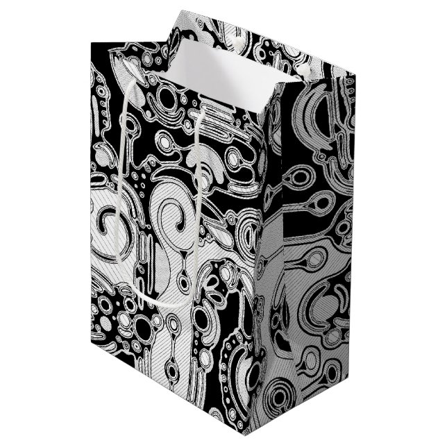 Black And White Geometric Art 3 Medium Gift Bag (Front Angled)
