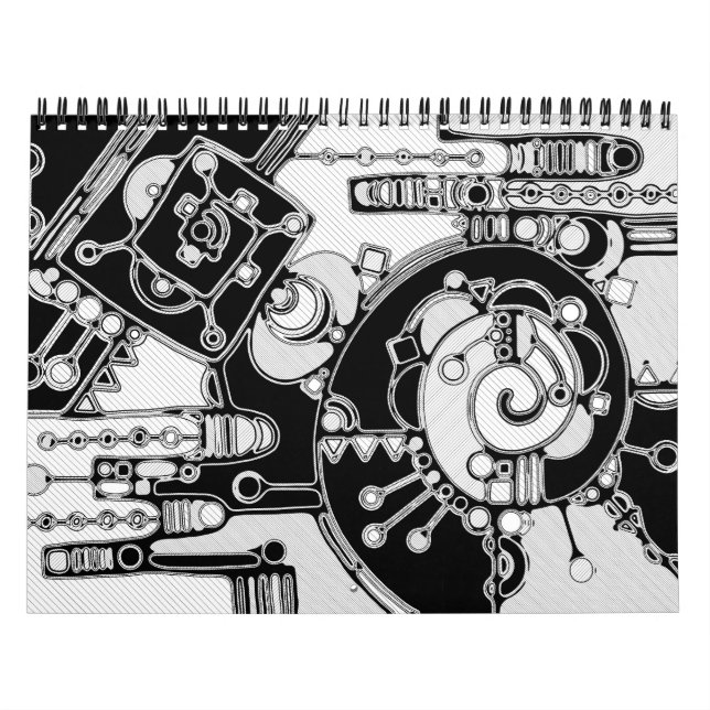 Black And White Geometric Art 4 Calendar (Cover)