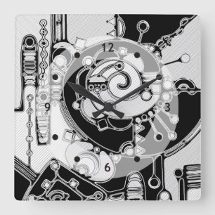 Black And White Geometric Art 4 Square Wall Clock