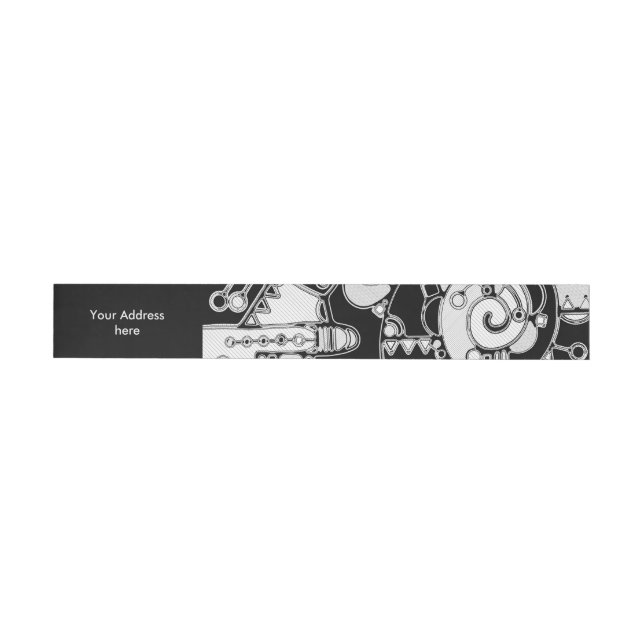 Black And White Geometric Art 4 Wraparound Address Label (Individual)