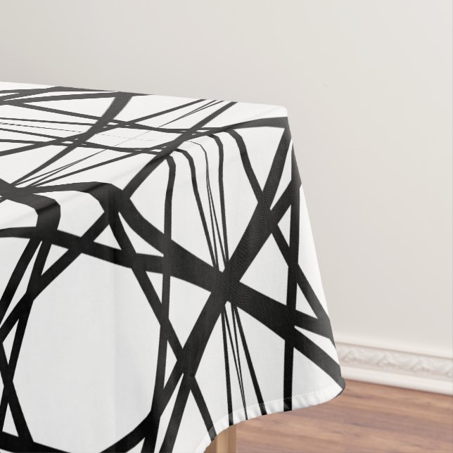 Black and White Geometric Art Tablecloth (In Situ)
