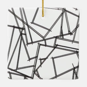 Black And White Geometric Ceramic Ornament