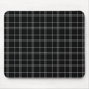 Black and White Geometric Check Plaid Pattern Mouse Pad
