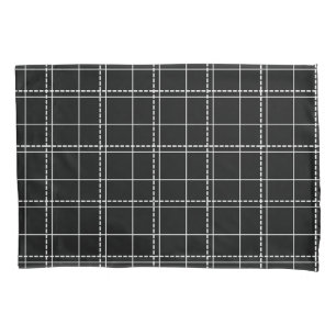 Black and White Geometric Check Plaid Pattern Pillowcase