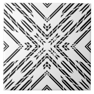 Black and White Geometric Chevron Tile