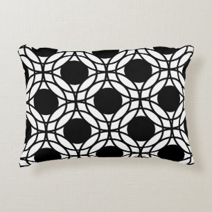 Black and White Geometric Circle Pattern Accent Pillow
