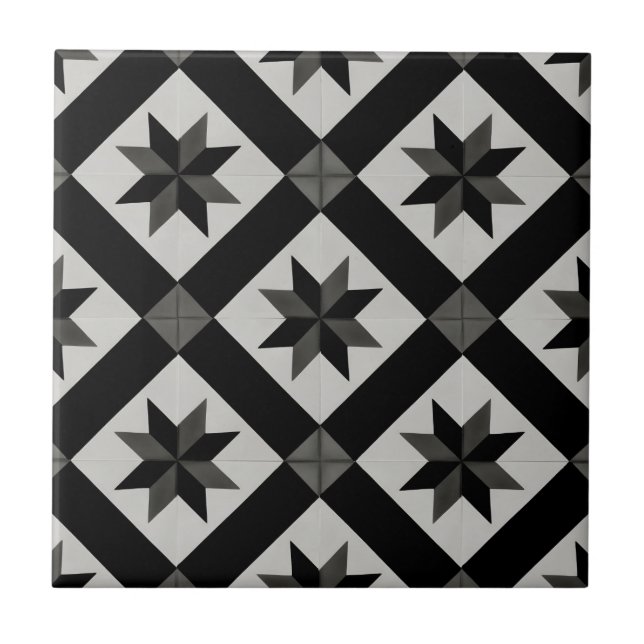 black and white geometric classic tiles (Front)